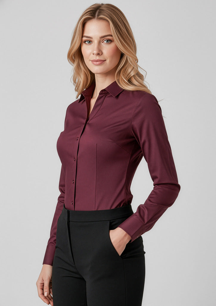 Womens Hudson Long Sleeve Shirt - Wine