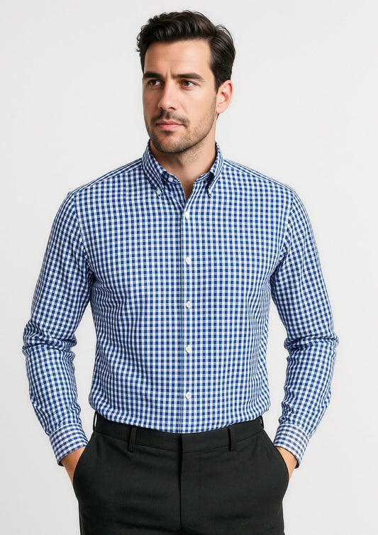 Mens Springfield Long Sleeve Shirt - French Navy