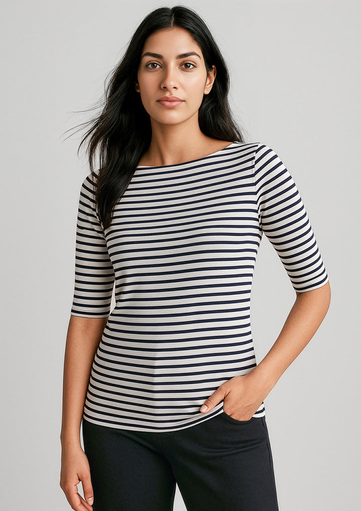 Womens Camille Short Sleeve T-Top - Dark Navy/Ivory