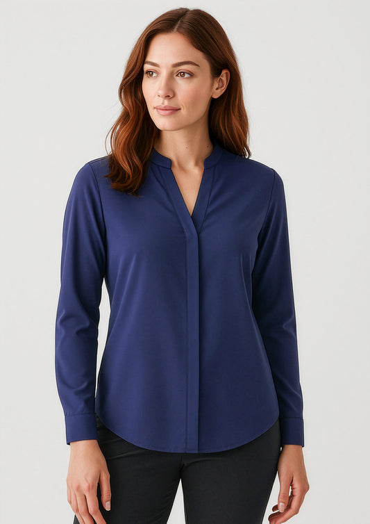 Womens Juliette Long Sleeve Blouse - Navy