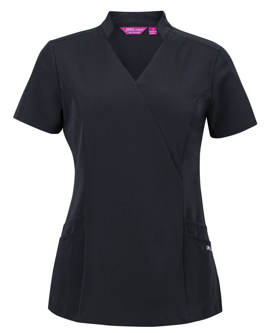 JB's LADIES NU MANDARIN COLLAR SCRUB TOP NAVY