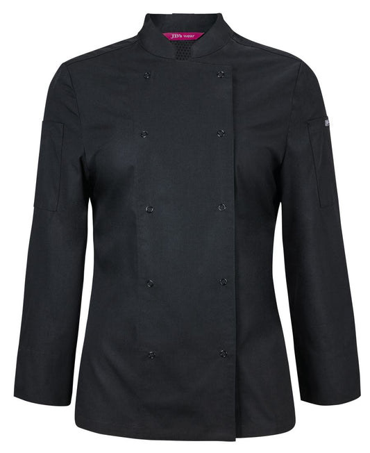 JB's LADIES L/S SNAP BUTTON CHEFS JACKET WHITE