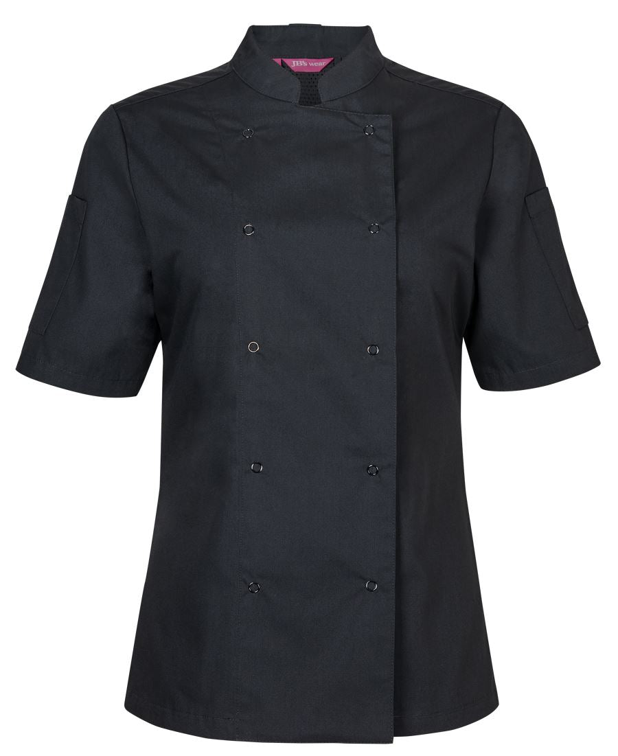 JB's LADIES S/S SNAP BUTTON CHEFS JACKET WHITE
