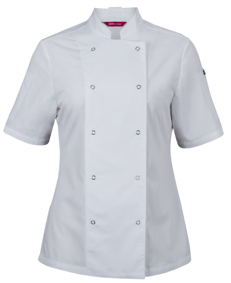 JB's LADIES S/S SNAP BUTTON CHEFS JACKET WHITE