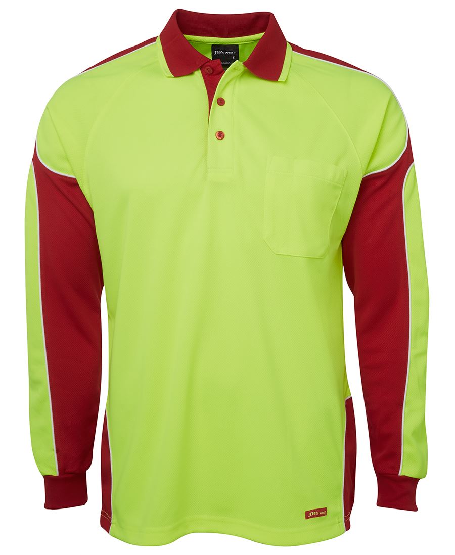 JB's HV 4602.1 L/S ARM PANEL POLO LIME/RED