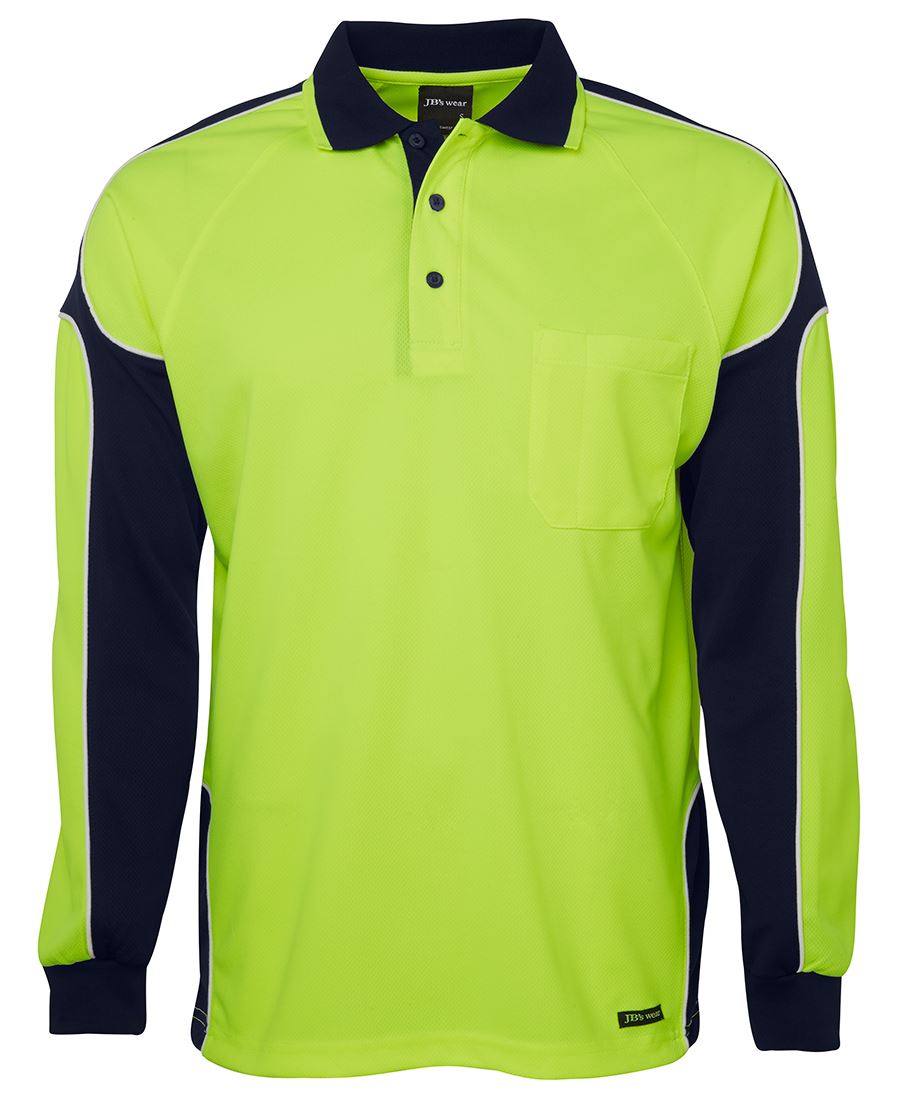 JB's HV 4602.1 L/S ARM PANEL POLO LIME/RED