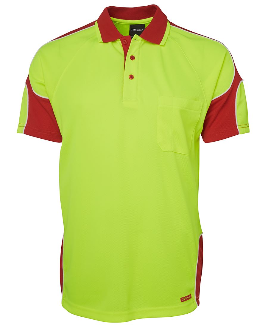 JB's HV 4602.1 S/S ARM PANEL POLO LIME/RED