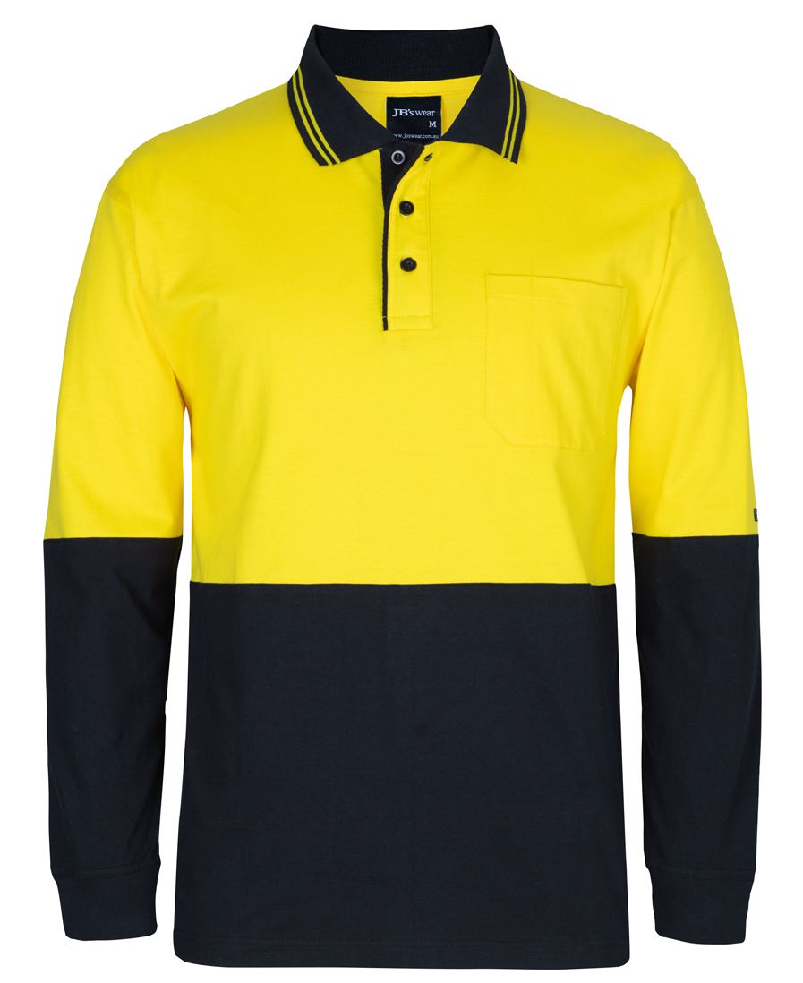 JB's HV L/S COTTON POLO ORANGE/NAVY