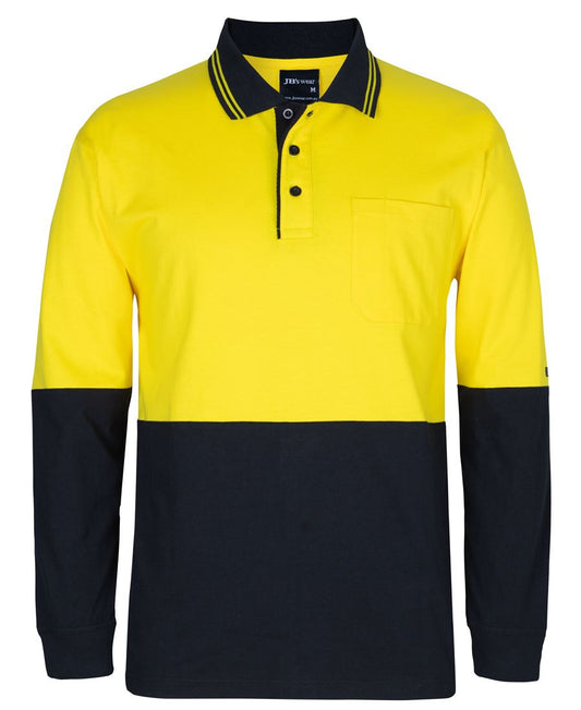 JB's HV L/S COTTON POLO ORANGE/NAVY