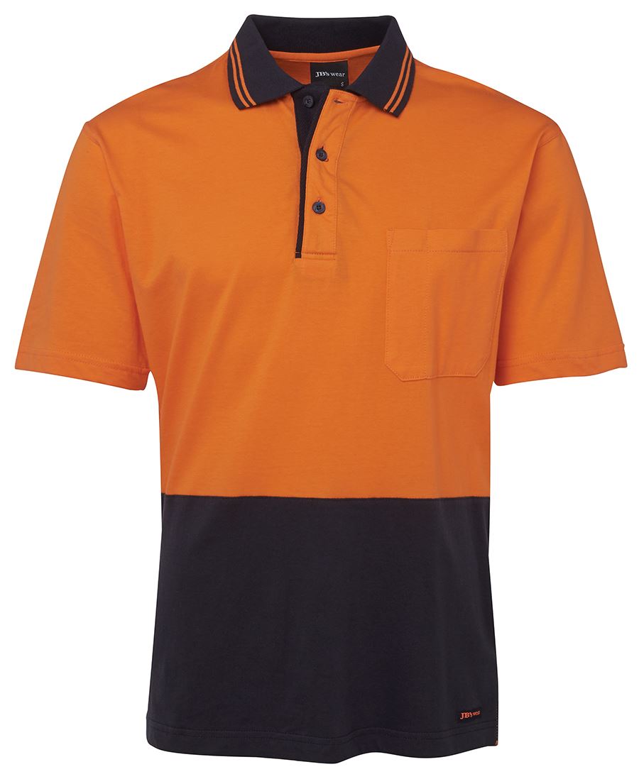 JB's HV S/S COTTON POLO ORANGE/NAVY