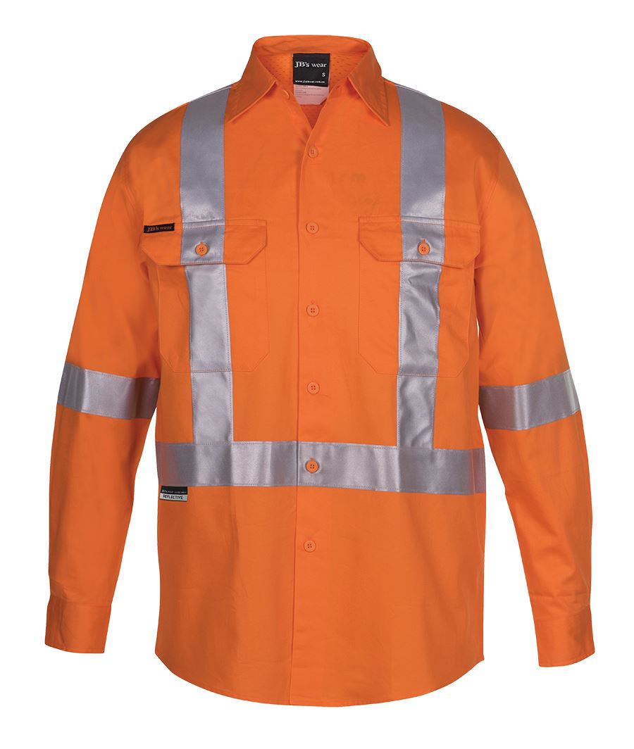 JB's HV (D+N) L/S 150G CROSS BACK TAPE SHIRT ORANGE