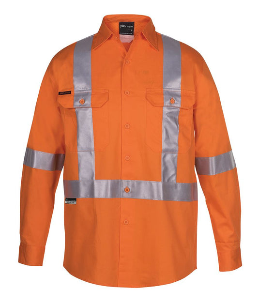 JB's HV (D+N) L/S 150G CROSS BACK TAPE SHIRT ORANGE
