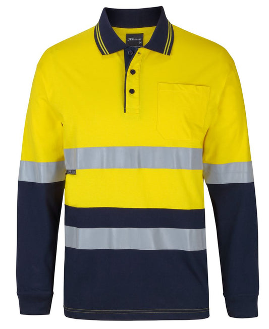 JB's HV (D+N) L/S COTTON POLO YELLOW/NAVY
