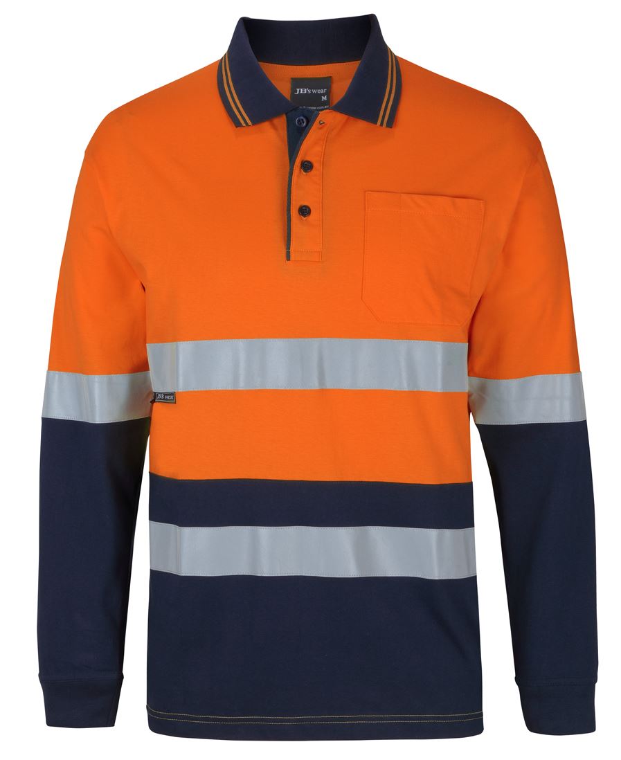 JB's HV (D+N) L/S COTTON POLO YELLOW/NAVY
