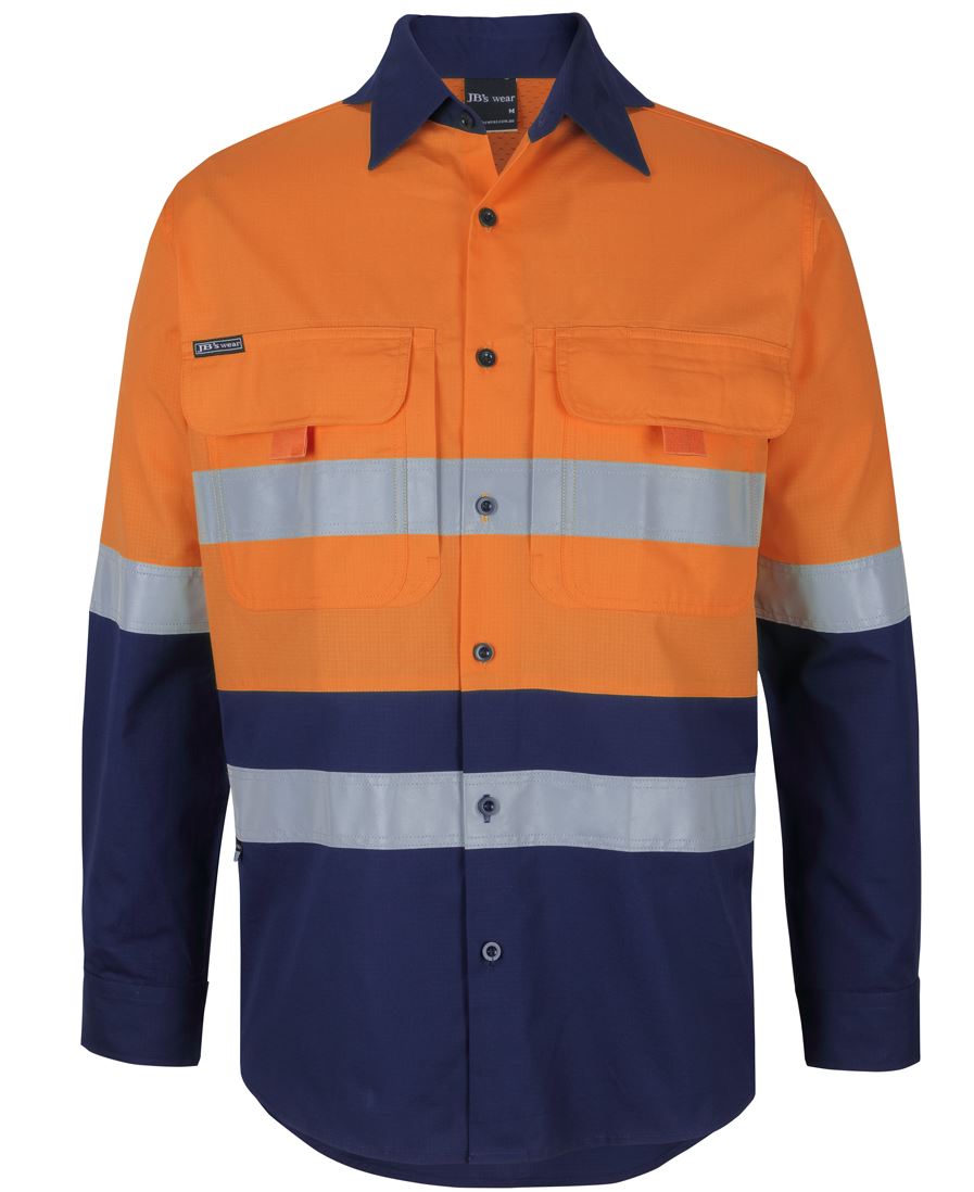 JB's HV (D+N) L/S RIPSTOP FISHING SHIRT YELLOW/NAVY