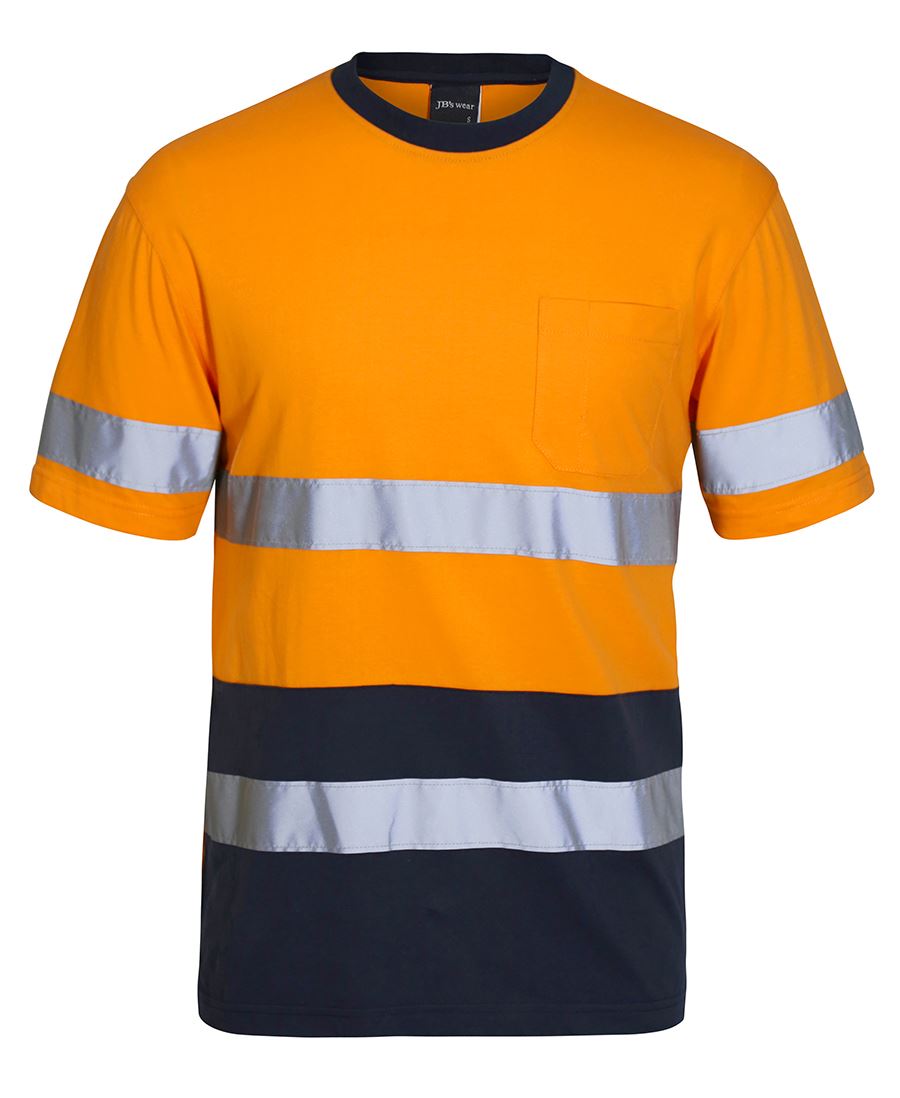JB's HV (D+N) COTTON T-SHIRT ORANGE/NAVY