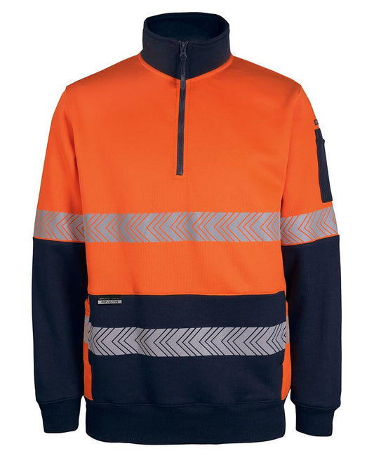 JB's HV 330G 1/2 ZIP SEGMENTED TAPE FLEECE ORANGE/NAVY