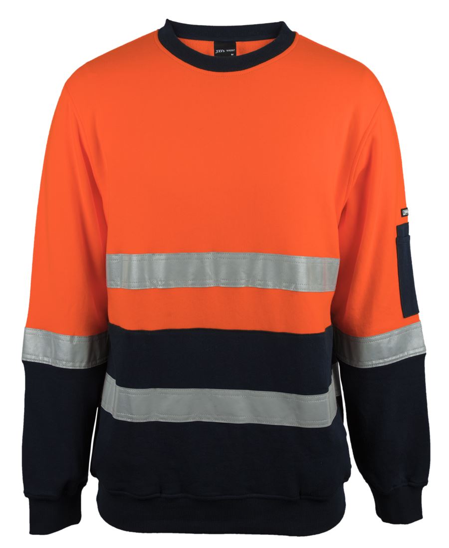 JB's HV 310 (D+N) COTTON CREW NECK FLEECE ORANGE/NAVY
