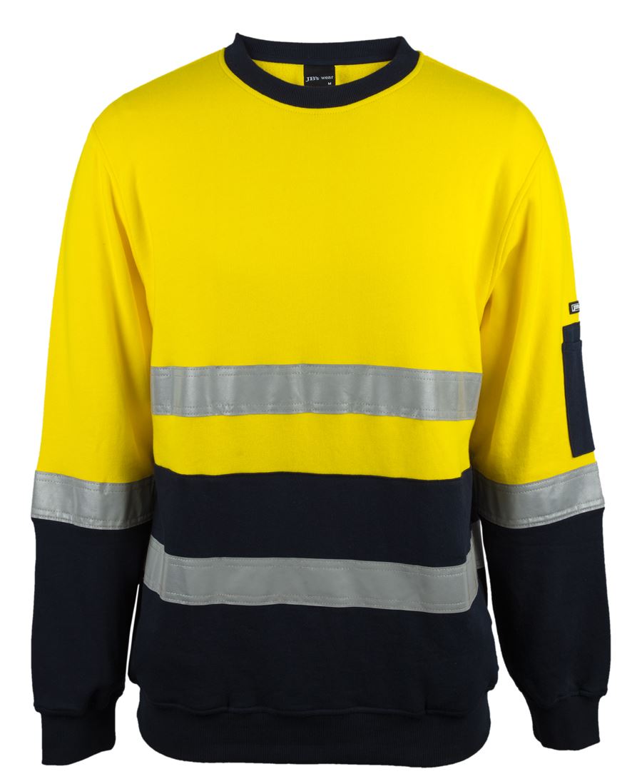 JB's HV 310 (D+N) COTTON CREW NECK FLEECE ORANGE/NAVY
