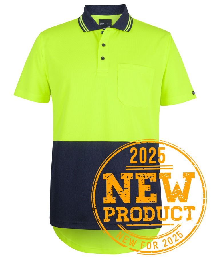 JB's HV S/S DROP TAIL POLO LIME/NAVY