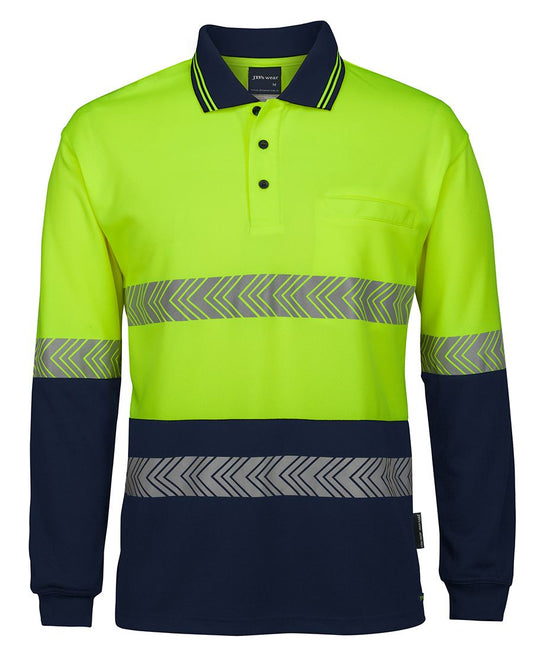 JB's HV L/S SEGMENTED TAPE POLO LIME/NAVY