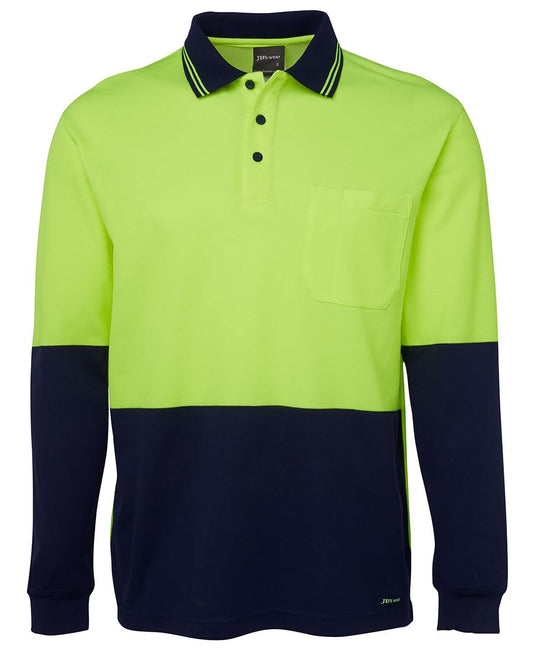 JB's HV L/S COTTON BACK POLO LIME/NAVY
