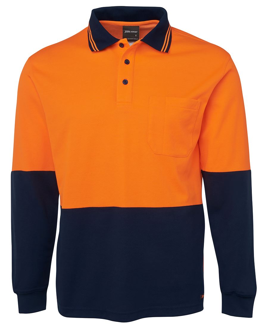 JB's HV L/S COTTON BACK POLO LIME/NAVY