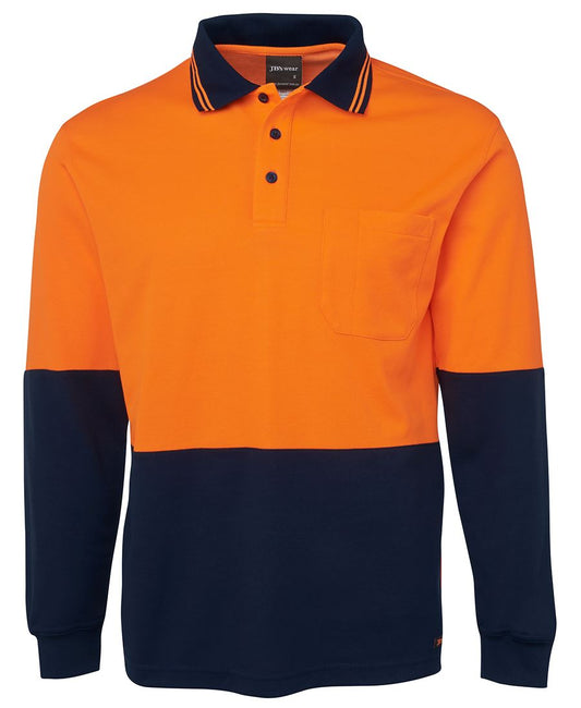 JB's HV L/S COTTON BACK POLO LIME/NAVY