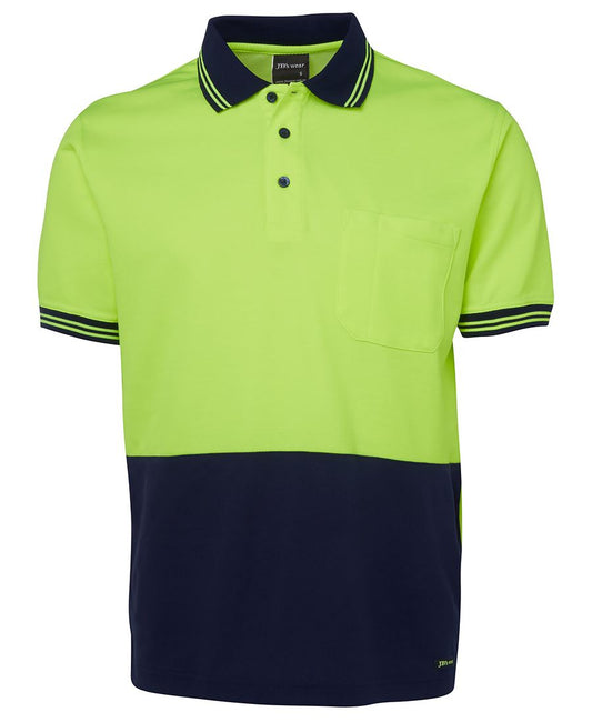JB's HV S/S COTTON BACK POLO LIME/NAVY