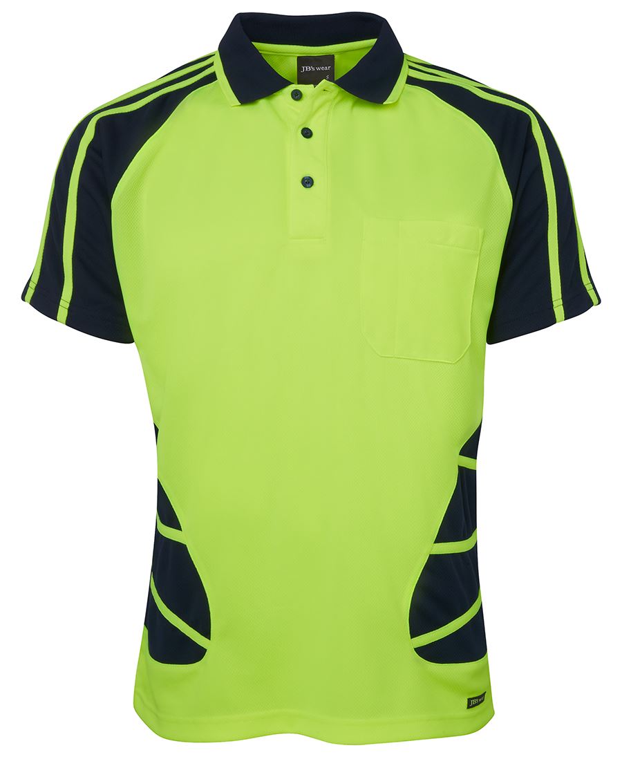 JB's HV S/S SPIDER POLO LIME/NAVY