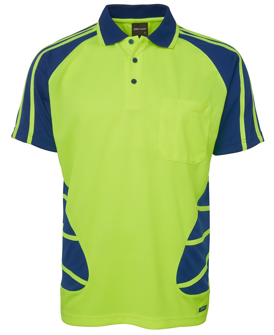 JB's HV S/S SPIDER POLO LIME/NAVY