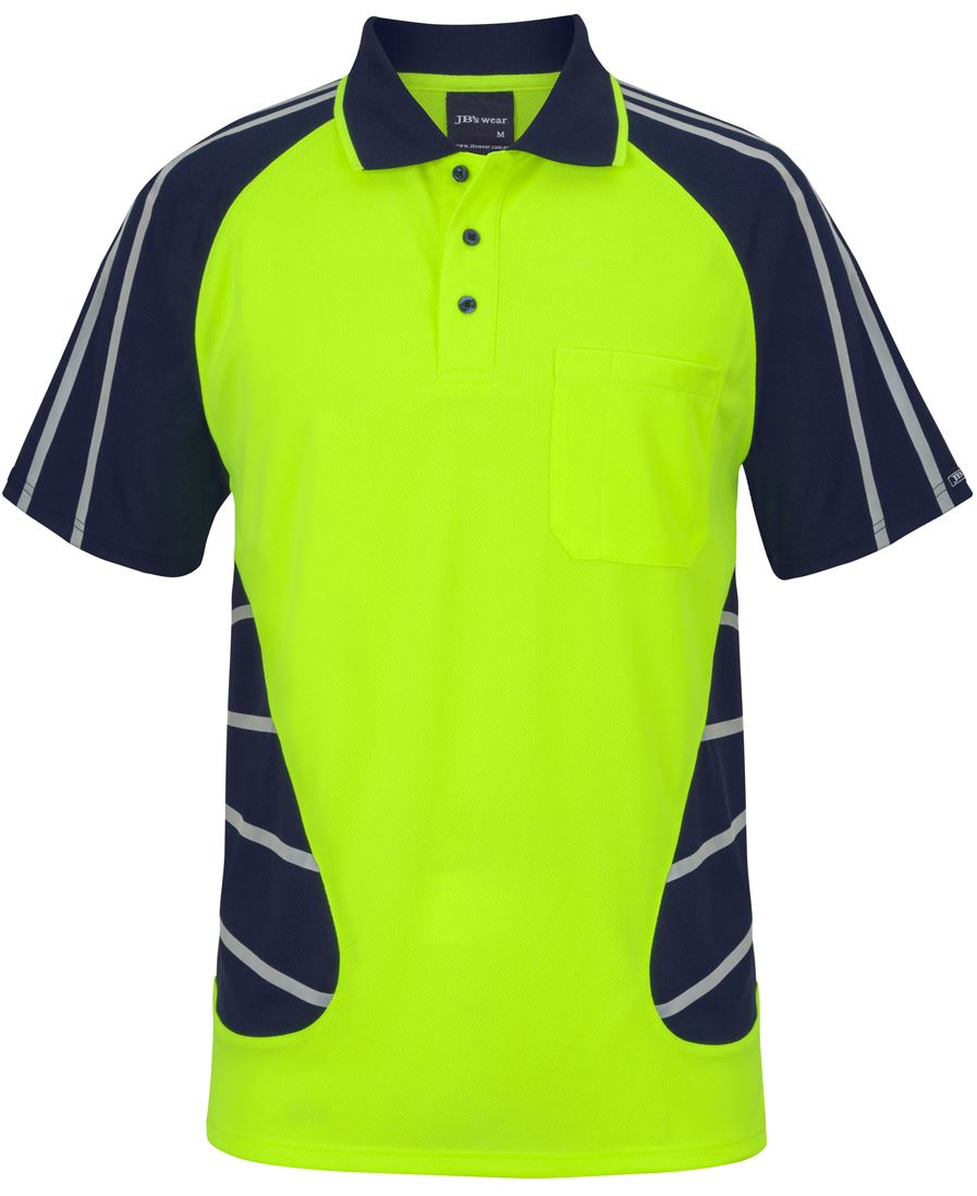 JB's STREET SPIDER POLO W/ REFLECTIVE STRIPE NAVY/LIME