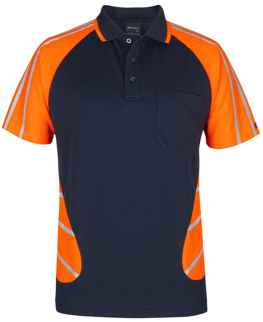 JB's STREET SPIDER POLO W/ REFLECTIVE STRIPE NAVY/LIME