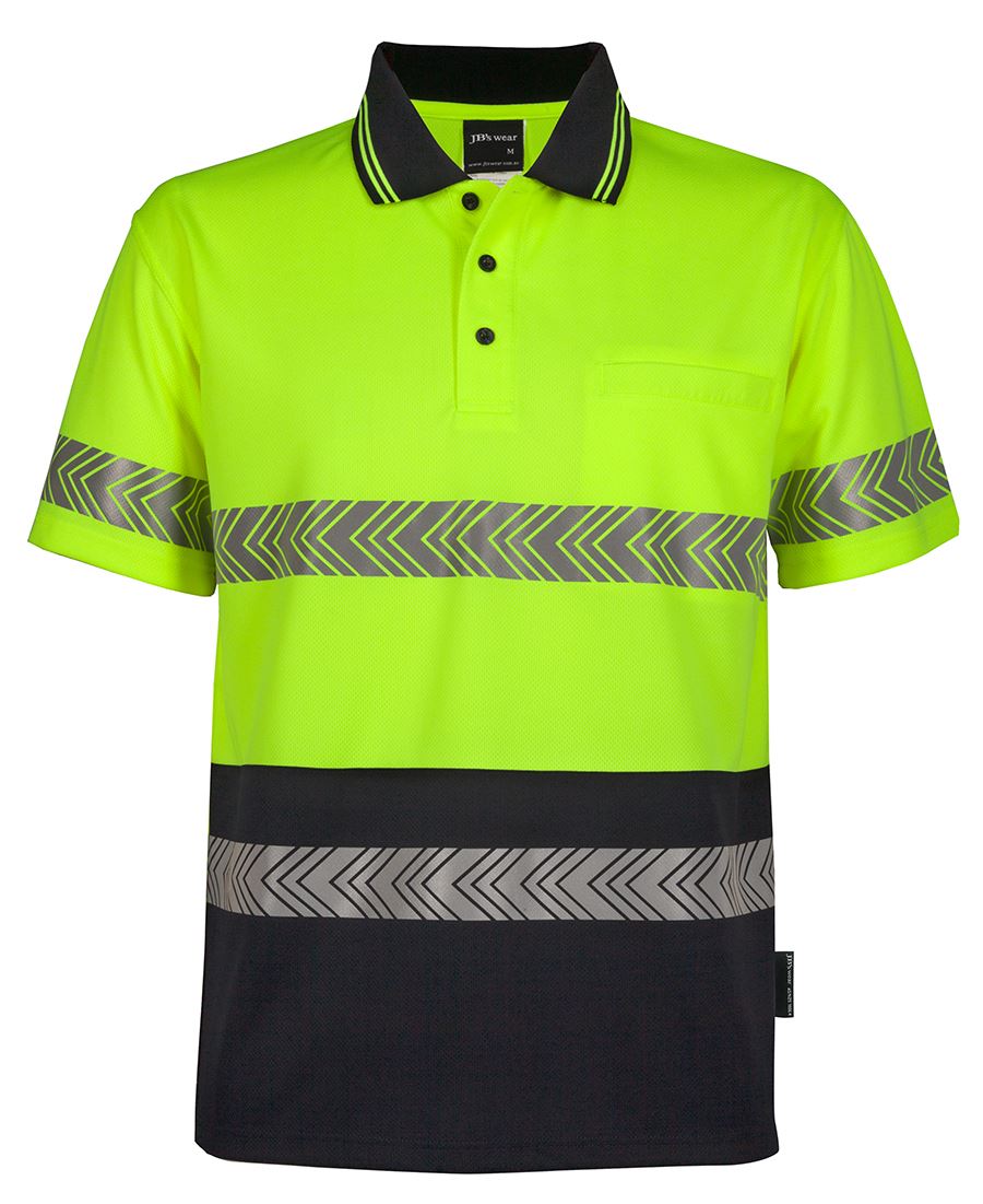JB's HV S/S SEGMENTED TAPE POLO LIME/NAVY