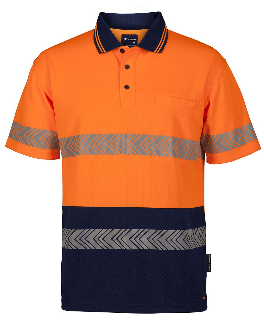 JB's HV S/S SEGMENTED TAPE POLO LIME/NAVY