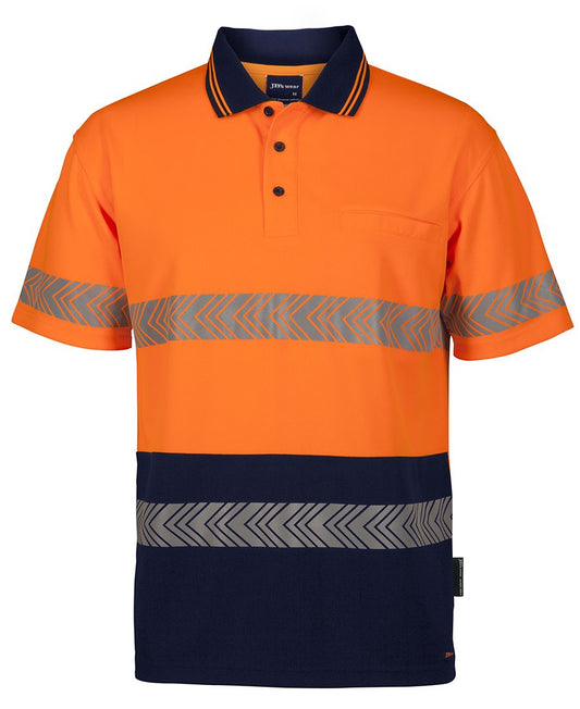 JB's HV S/S SEGMENTED TAPE POLO LIME/NAVY