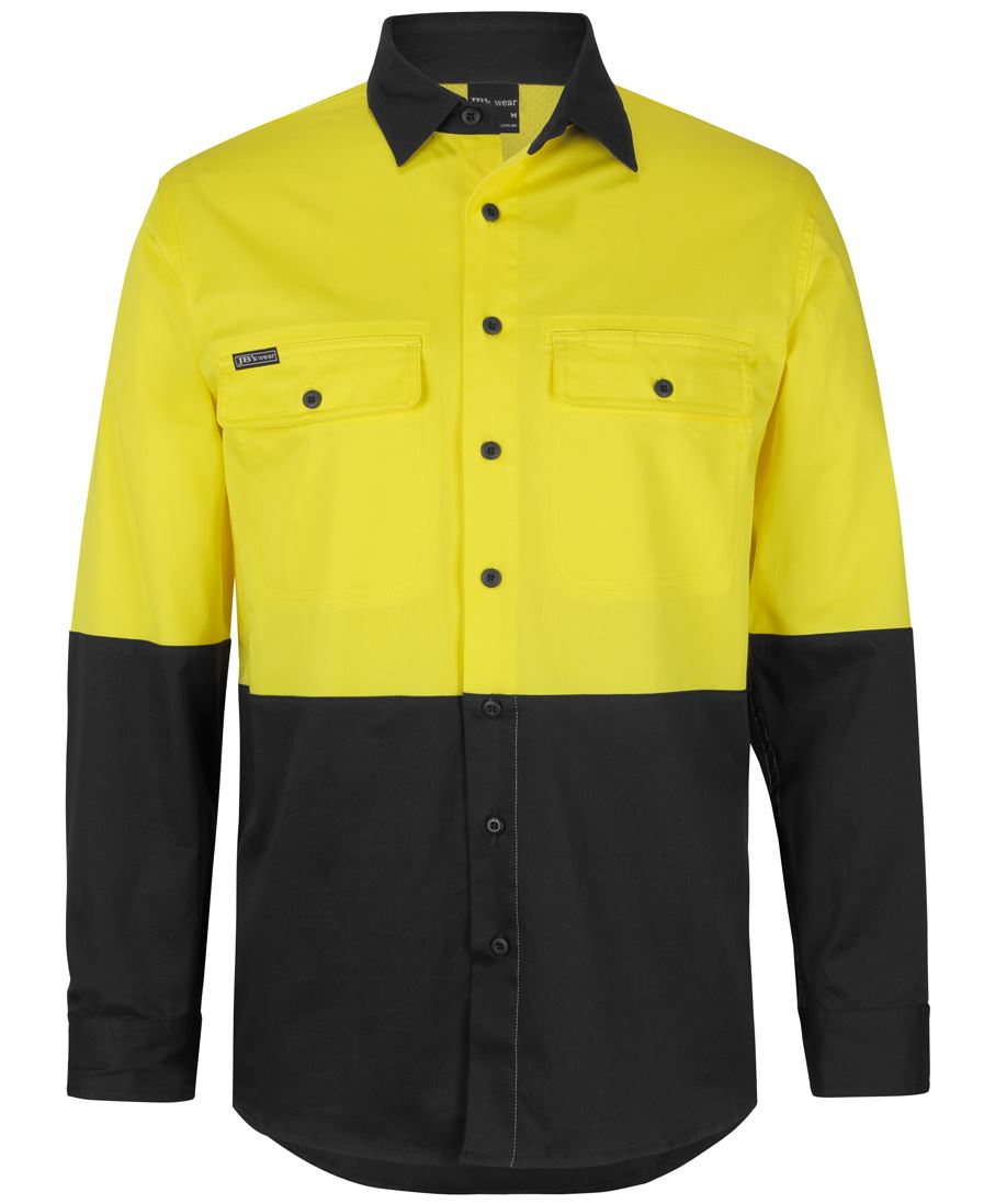 JB's HV L/S STRETCH WORK SHIRT ORANGE/NAVY