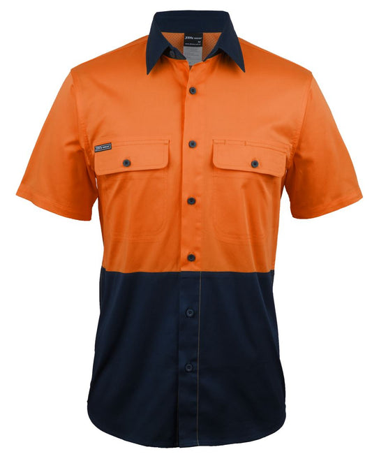 JB's HV S/S STRETCH WORK SHIRT ORANGE/NAVY