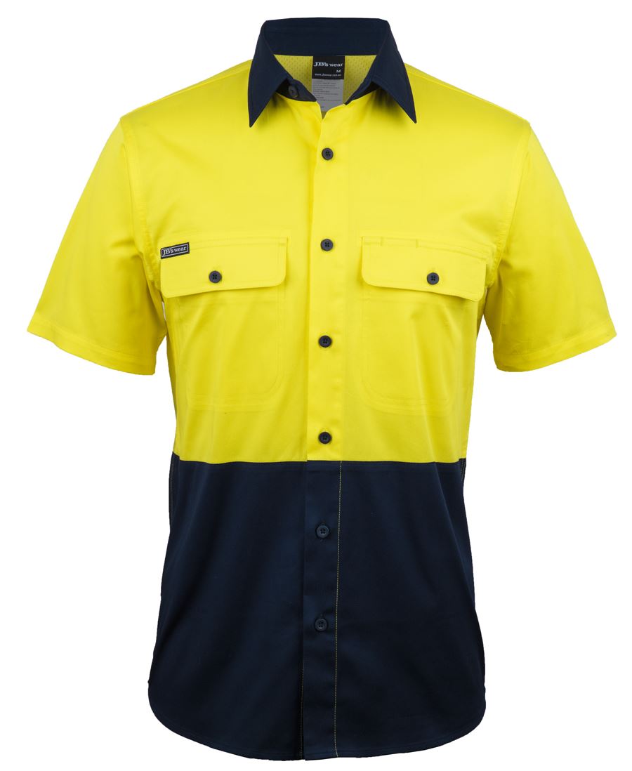 JB's HV S/S STRETCH WORK SHIRT ORANGE/NAVY