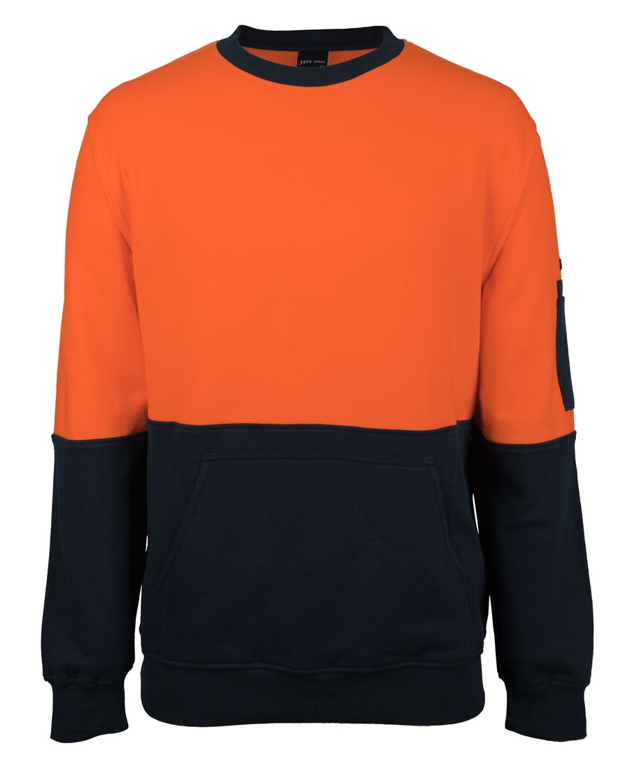 JB's HV 310 COTTON CREW NECK FLEECE YELLOW/NAVY