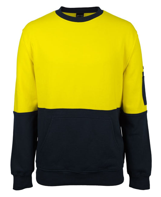 JB's HV 310 COTTON CREW NECK FLEECE YELLOW/NAVY
