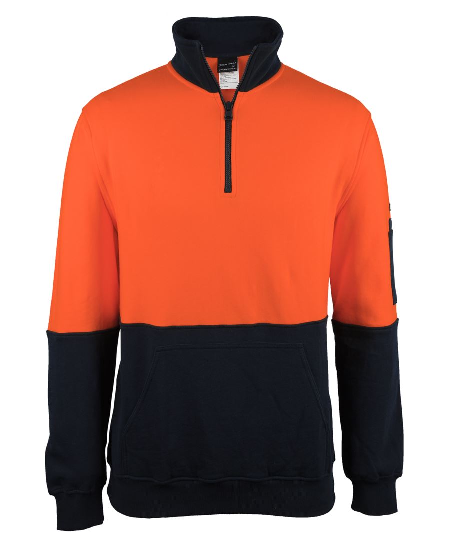 JB's HV 310 COTTON 1/2 ZIP FLEECE ORANGE/NAVY