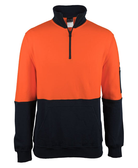 JB's HV 310 COTTON 1/2 ZIP FLEECE ORANGE/NAVY