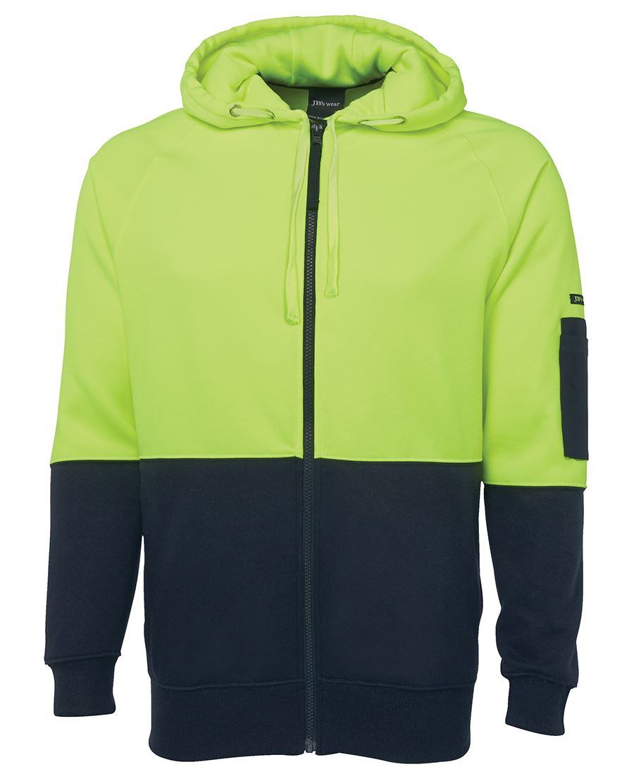 JB's HV FULL ZIP FLEECY HOODIE LIME/NAVY
