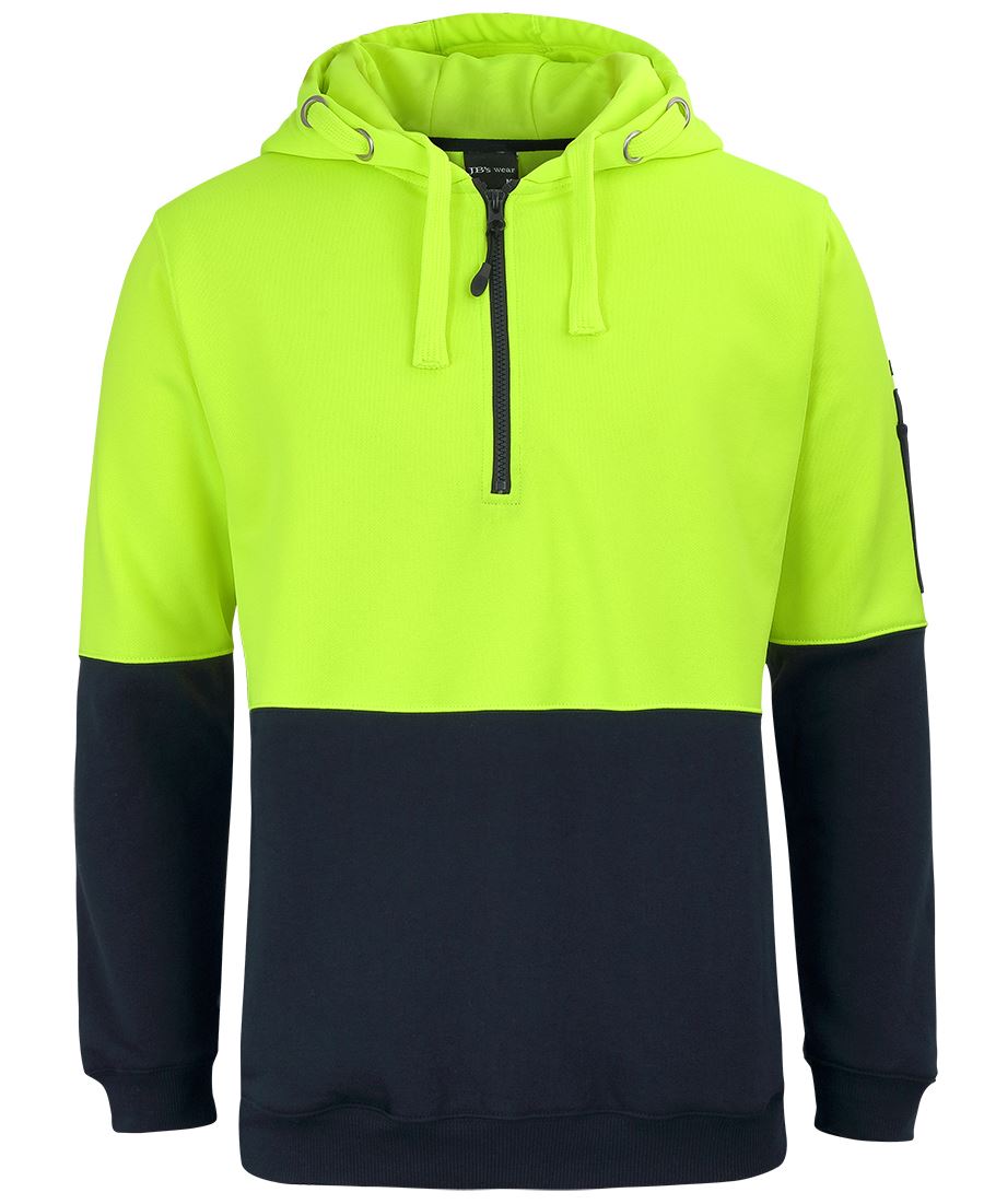 JB's HV 1/2 ZIP FLEECY HOODIE LIME/NAVY