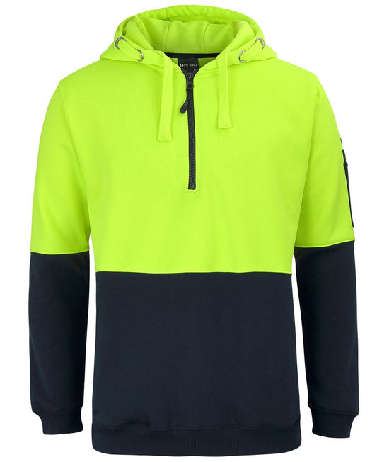 JB's HV 1/2 ZIP FLEECY HOODIE LIME/NAVY