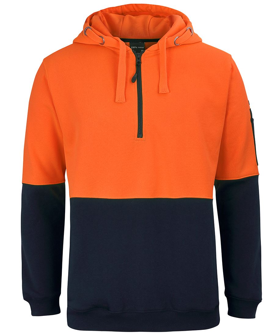 JB's HV 1/2 ZIP FLEECY HOODIE LIME/NAVY