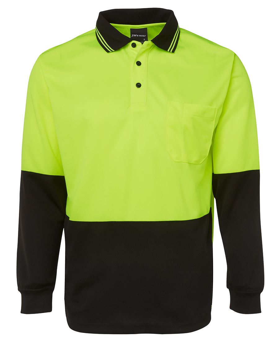 JB's HV L/S TRAD POLO LIME/NAVY