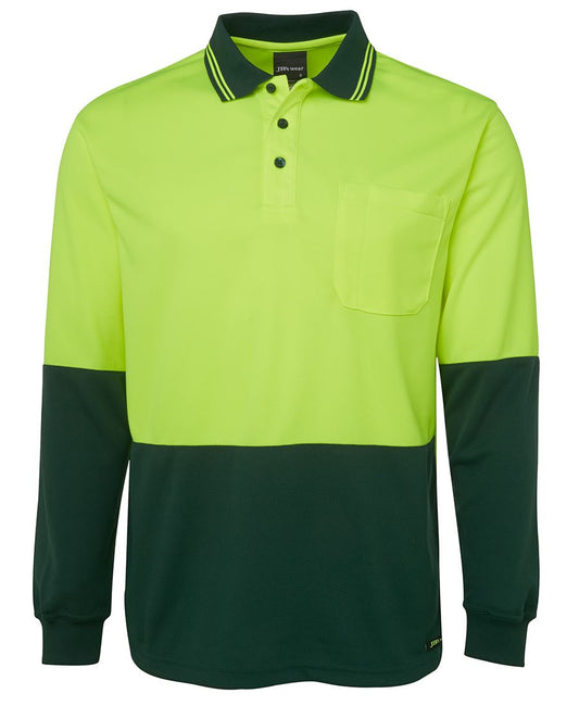 JB's HV L/S TRAD POLO LIME/NAVY