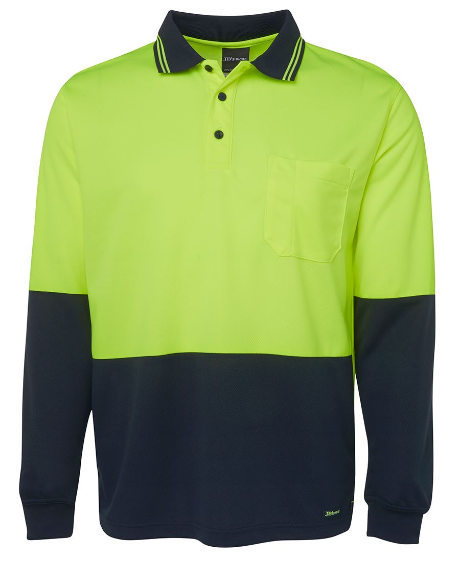 JB's HV L/S TRAD POLO LIME/NAVY